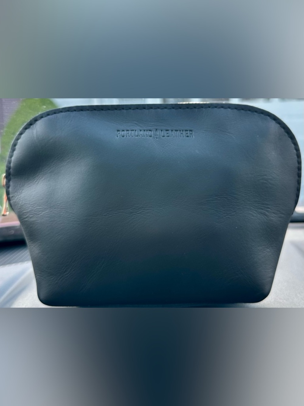 Portland Leather Goods Belladonna Cosmetic Bag Zipper Pouch BLACK